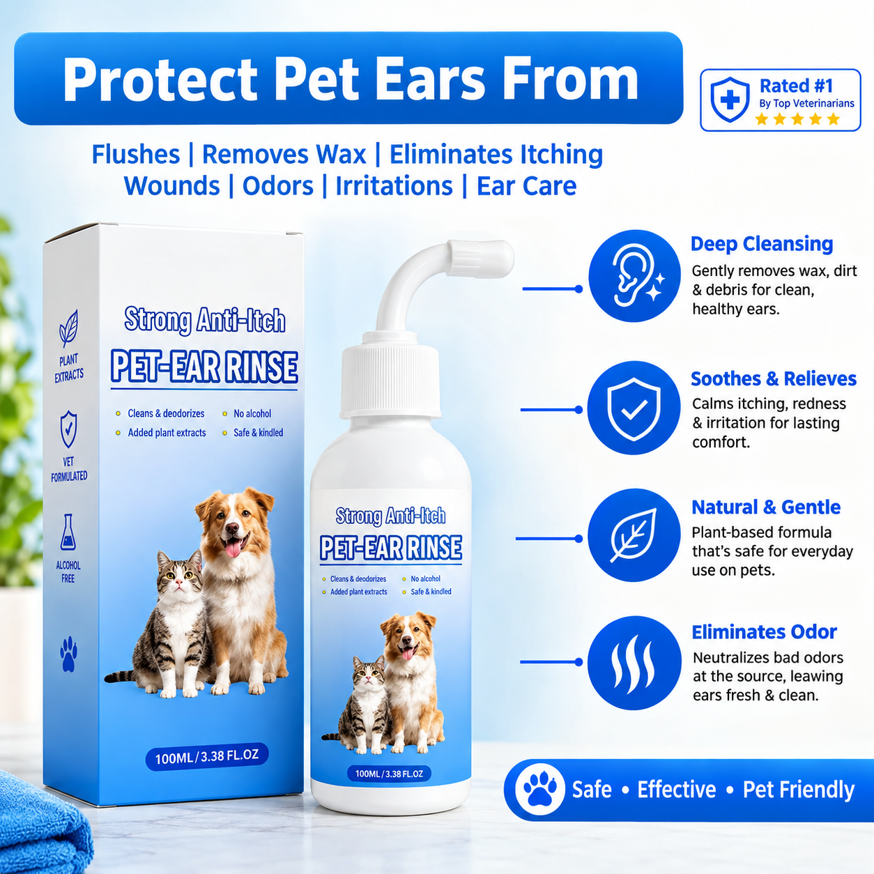 🐶🐱 Natural Pet Ear Rinse