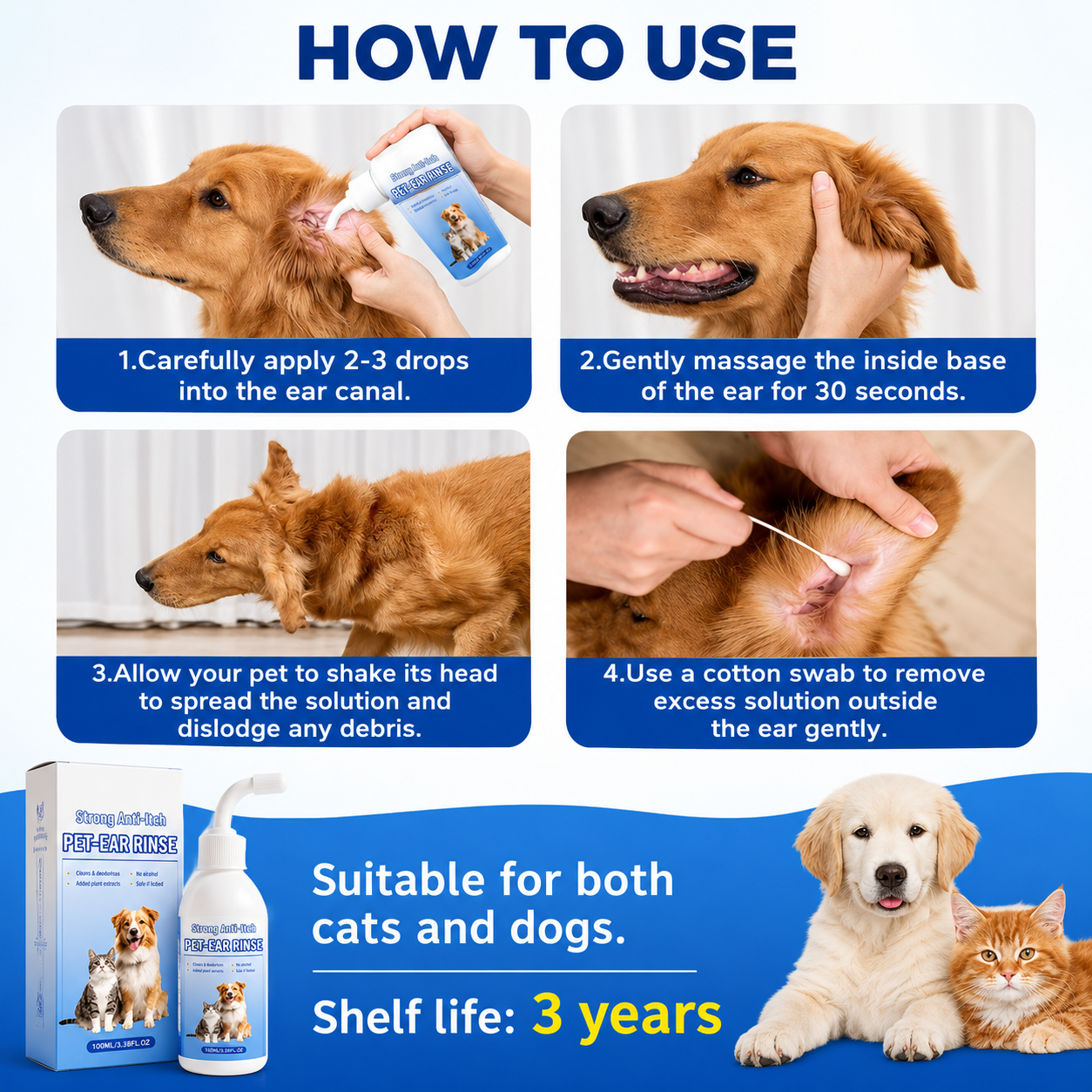 🐶🐱 Natural Pet Ear Rinse