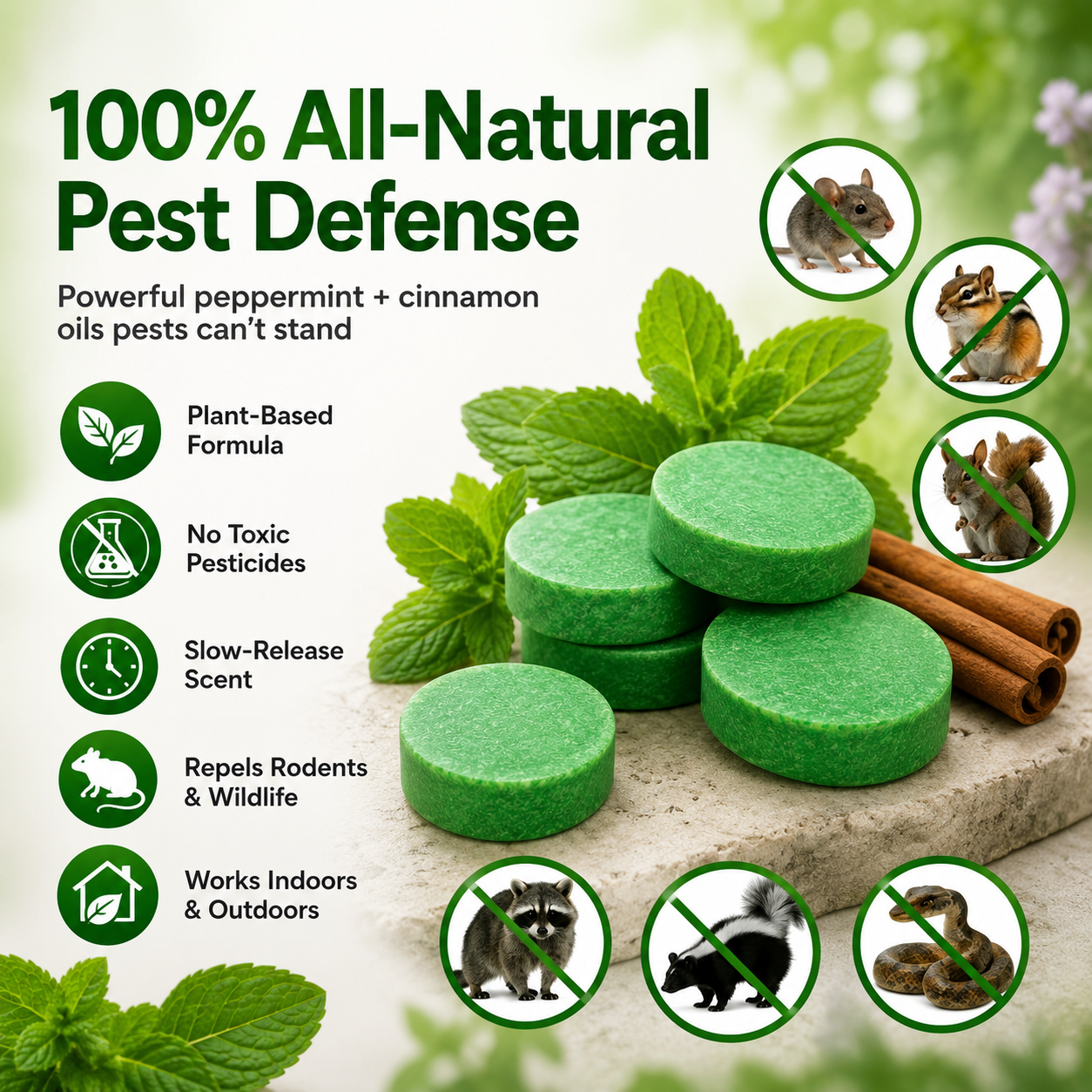 All-Natural Peppermint & Cinnamon Pest & Rodent Repellent Pucks