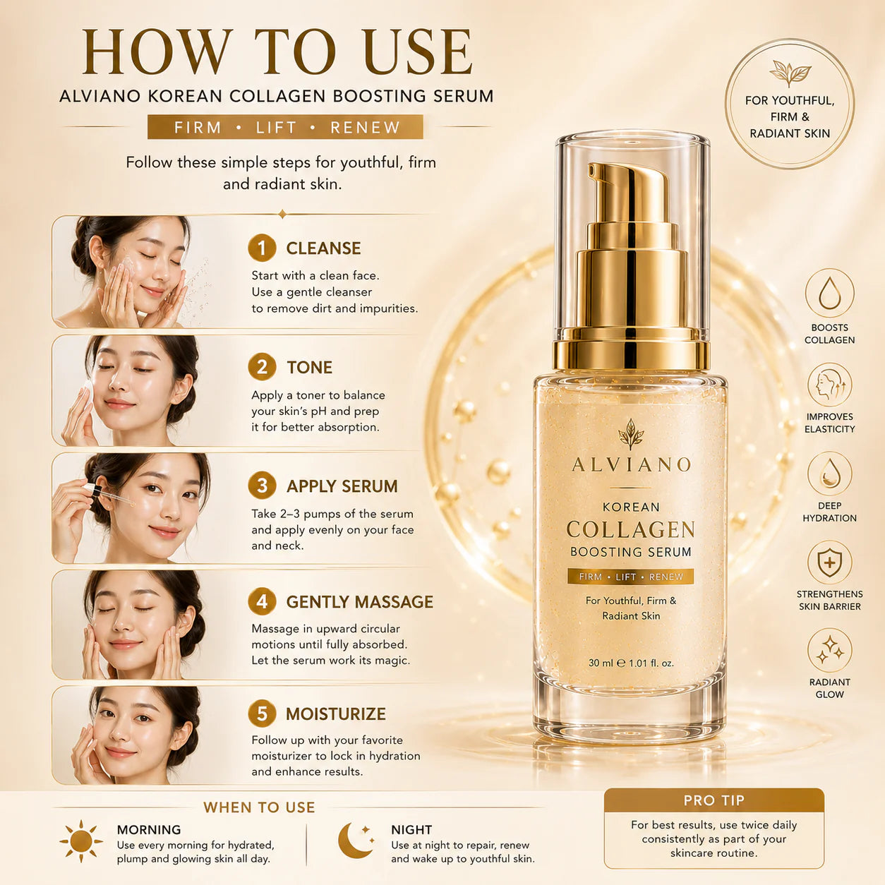 ALVIANO Korean Collagen Boosting Serum – Firming, Lifting & Youthful Glow Formula (30ml)