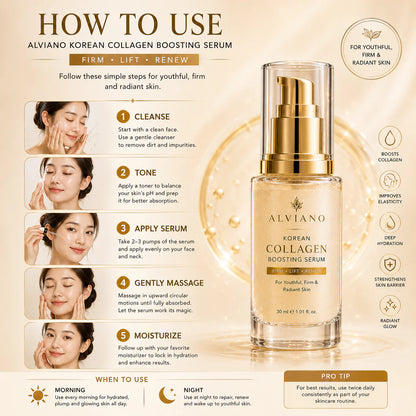 ALVIANO Korean Collagen Boosting Serum – Firming, Lifting & Youthful Glow Formula (30ml)