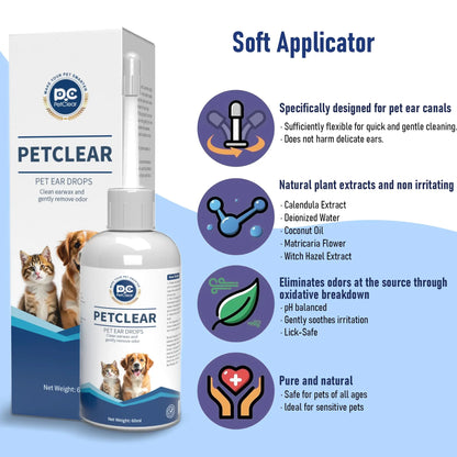 🐶🐱 Pet Clear Natural 60Ml Ear Drops