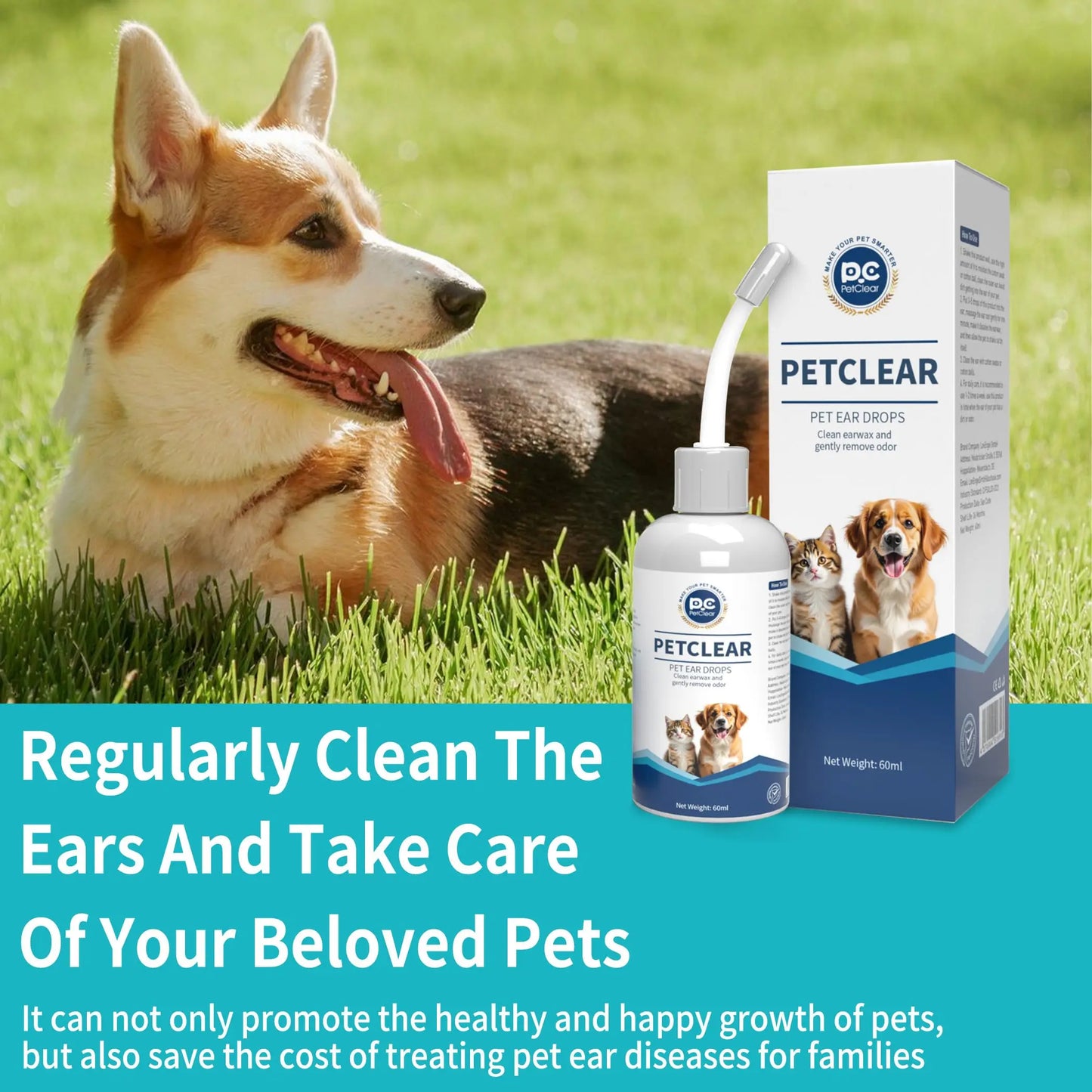 🐶🐱 Pet Clear Natural 60Ml Ear Drops
